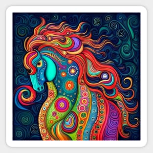 Sophia, the Colorful and Psychedelic Horse Sticker